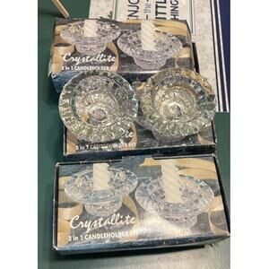 Vintage Crystallite 12 ct 3 in one Candle holder Holds 3 different sizes candle